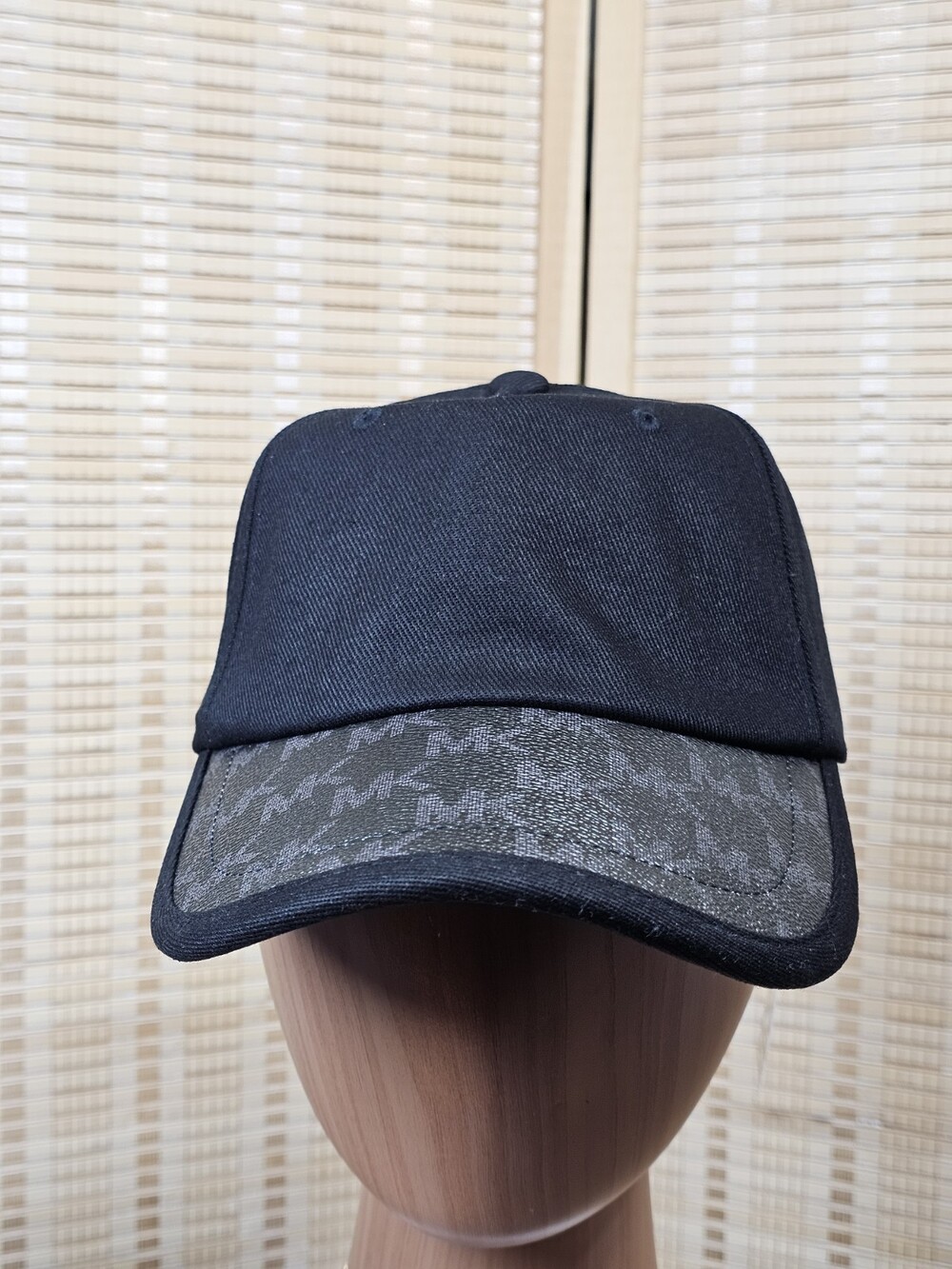 Michael Kors Black MK Monogram Brim Adjustable Baseball Cap One Size NWT